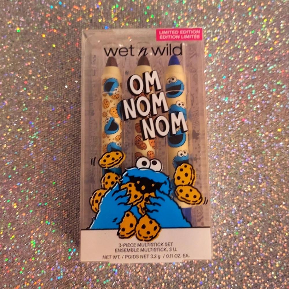 Wet n Wild COOKIE MONSTER 3 pc Makeup Sticks Sesame Street-NEW